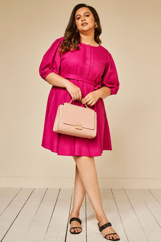 Wine Solid Straight Dress, Wine, image 1
